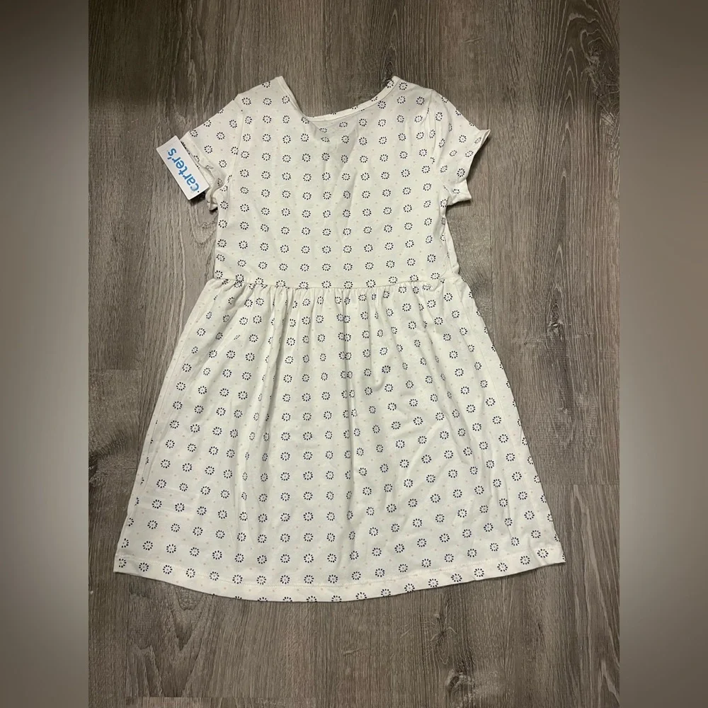 Girl's Carter's Short Sleeve White Dress- Size 7-‎ NWT